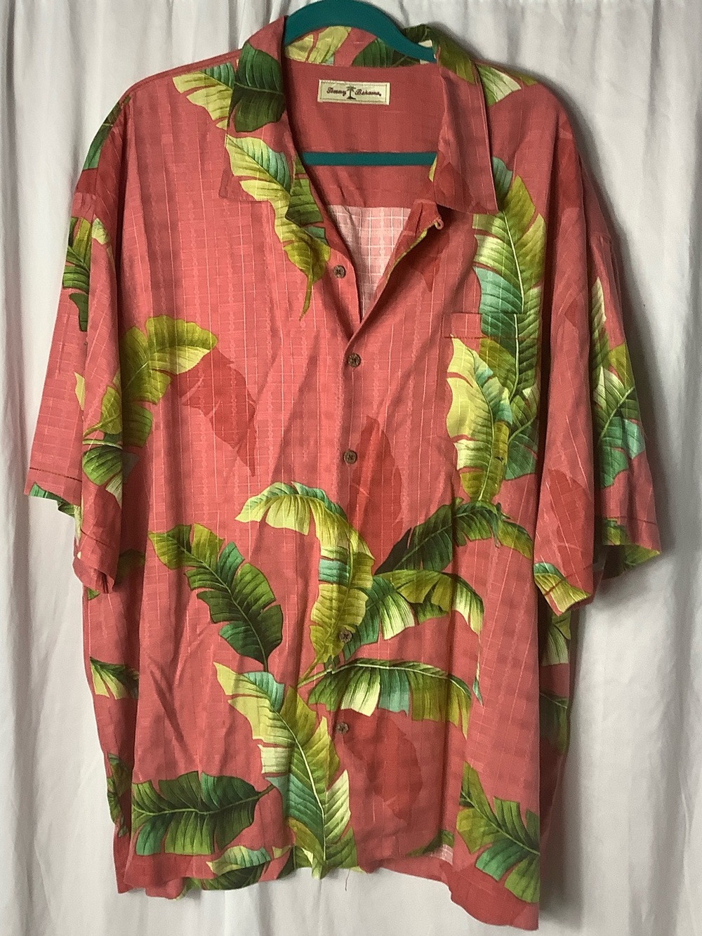 Tommy Bahama Coral Button-Up Tropical Leaf Camp Shirt